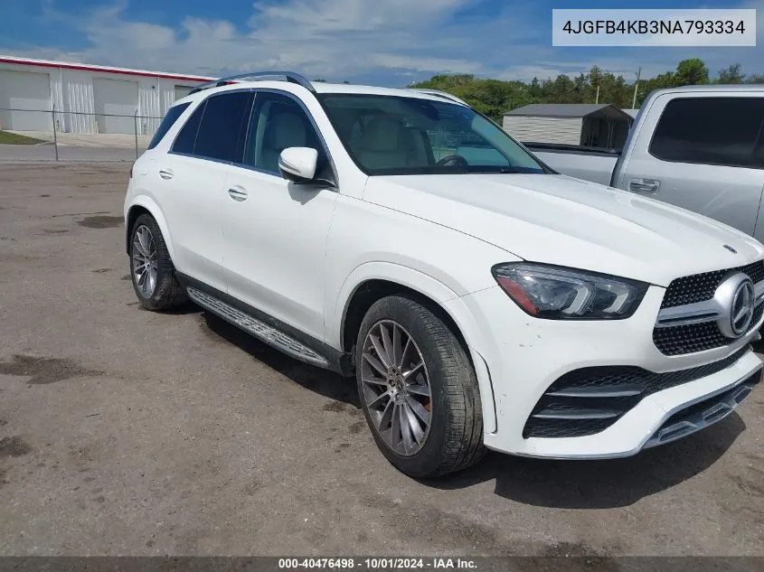 2022 Mercedes-Benz Gle 350 4Matic VIN: 4JGFB4KB3NA793334 Lot: 40476498