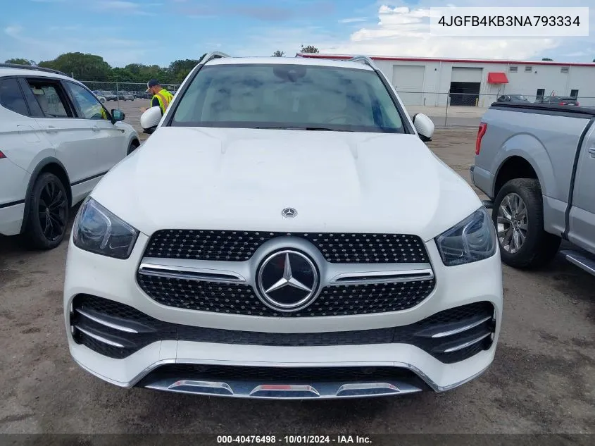 2022 Mercedes-Benz Gle 350 4Matic VIN: 4JGFB4KB3NA793334 Lot: 40476498