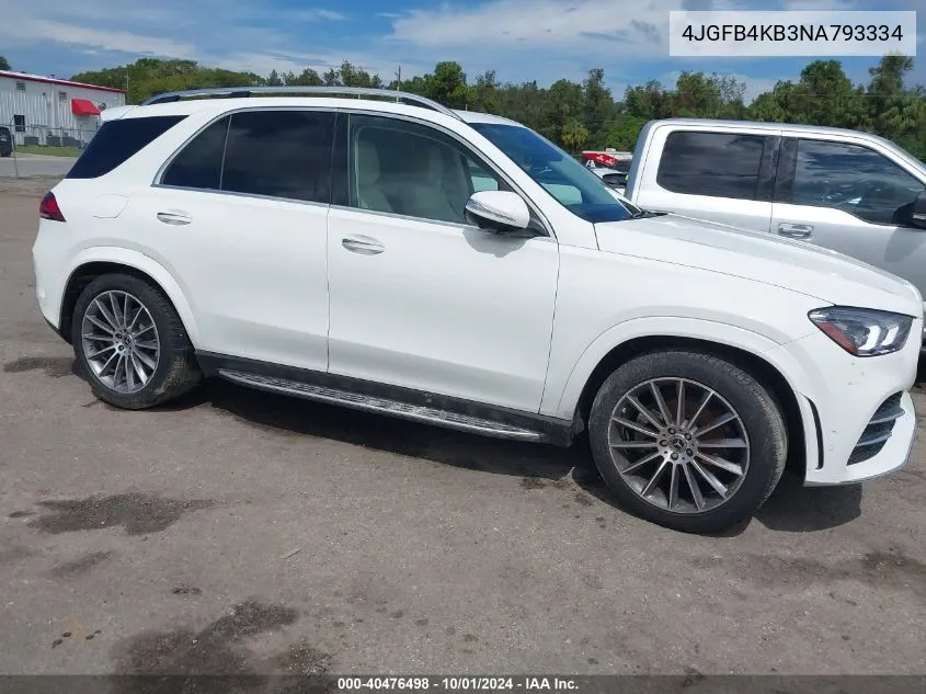 2022 Mercedes-Benz Gle 350 4Matic VIN: 4JGFB4KB3NA793334 Lot: 40476498