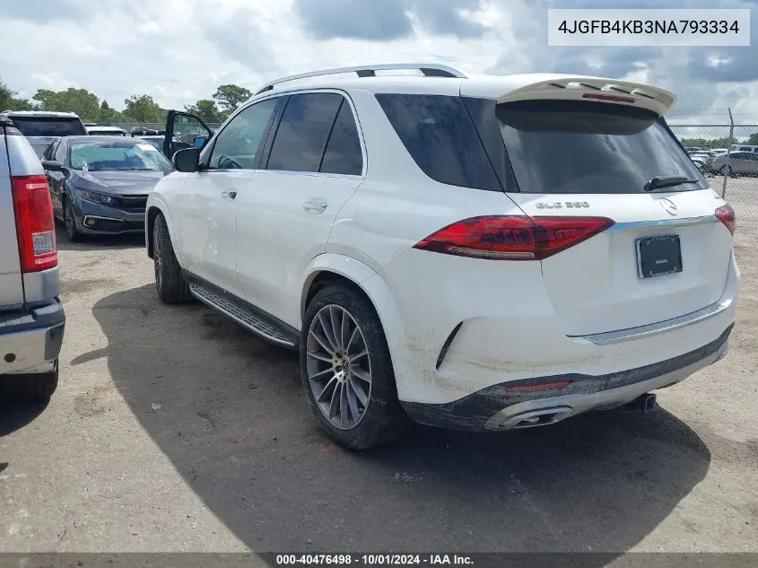 2022 Mercedes-Benz Gle 350 4Matic VIN: 4JGFB4KB3NA793334 Lot: 40476498