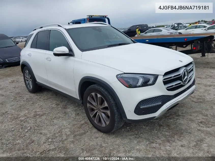 2022 Mercedes-Benz Gle 350 VIN: 4JGFB4JB6NA719181 Lot: 40547226