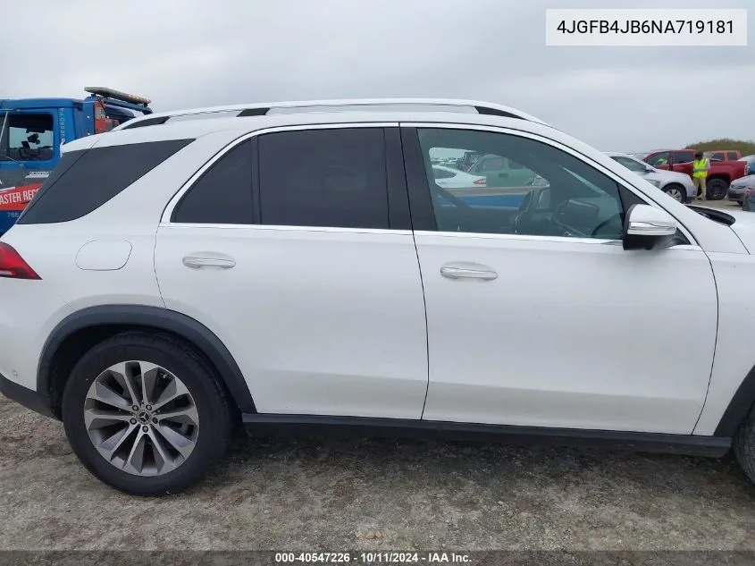 2022 Mercedes-Benz Gle 350 VIN: 4JGFB4JB6NA719181 Lot: 40547226