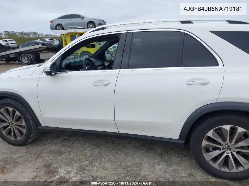 2022 Mercedes-Benz Gle 350 VIN: 4JGFB4JB6NA719181 Lot: 40547226