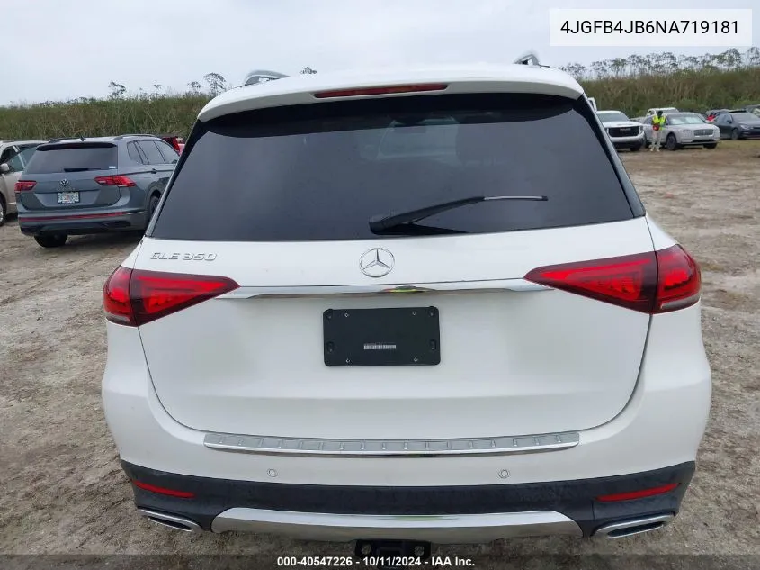 2022 Mercedes-Benz Gle 350 VIN: 4JGFB4JB6NA719181 Lot: 40547226