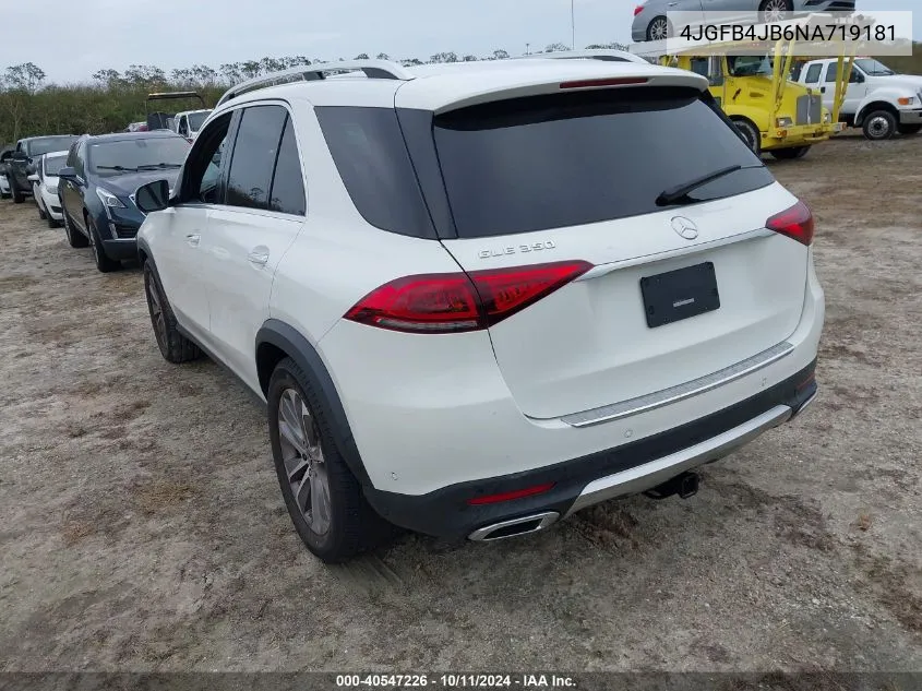 2022 Mercedes-Benz Gle 350 VIN: 4JGFB4JB6NA719181 Lot: 40547226