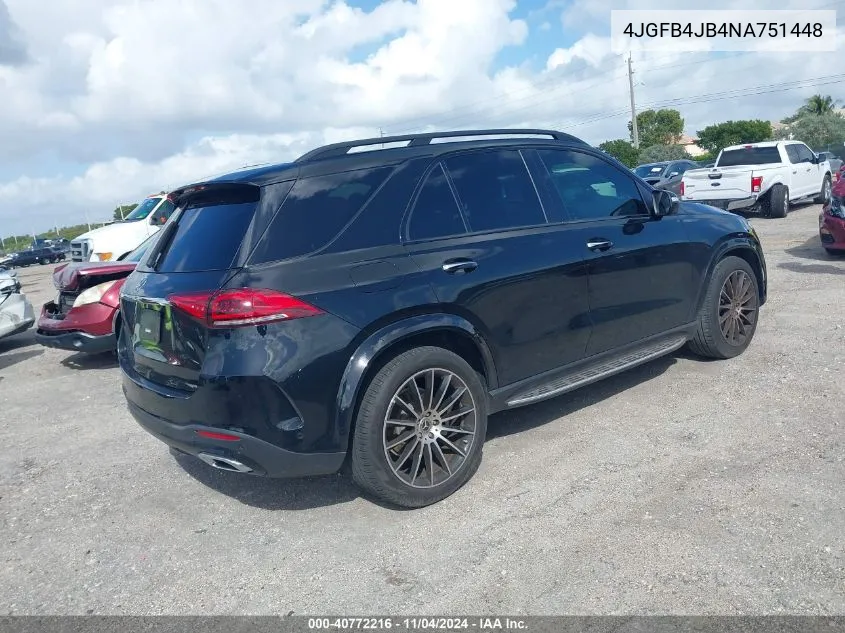 2022 Mercedes-Benz Gle 350 VIN: 4JGFB4JB4NA751448 Lot: 40772216