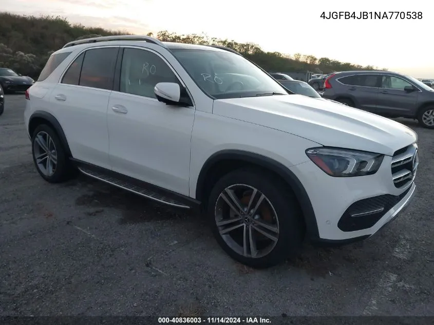 2022 Mercedes-Benz Gle 350 VIN: 4JGFB4JB1NA770538 Lot: 40836003