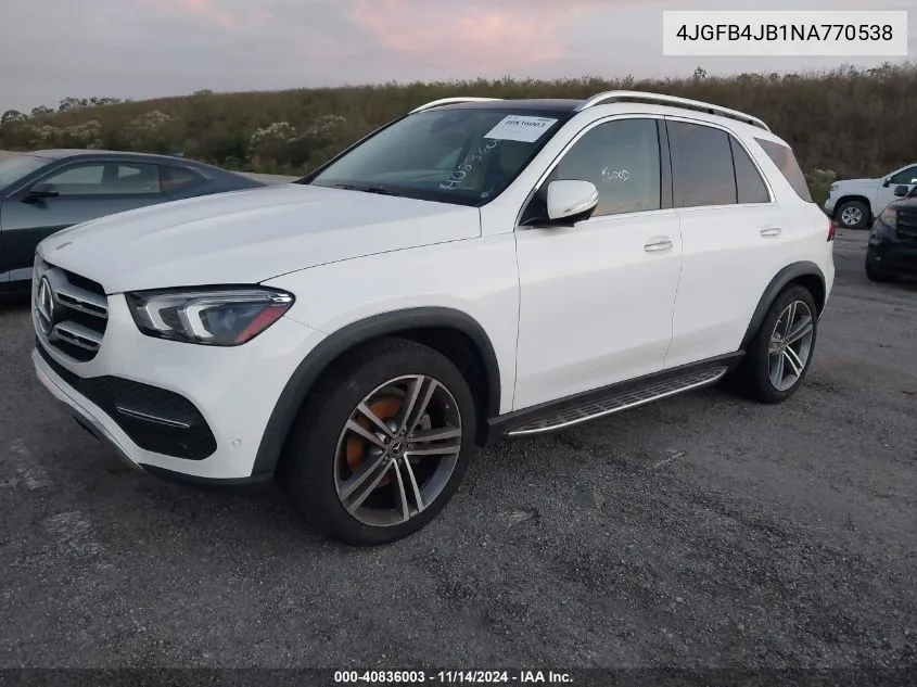 2022 Mercedes-Benz Gle 350 VIN: 4JGFB4JB1NA770538 Lot: 40836003