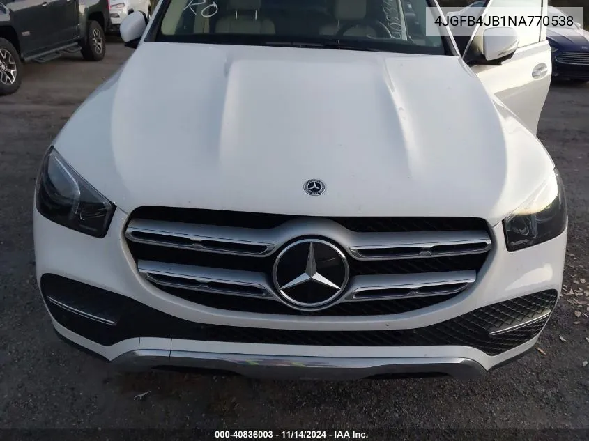 2022 Mercedes-Benz Gle 350 VIN: 4JGFB4JB1NA770538 Lot: 40836003