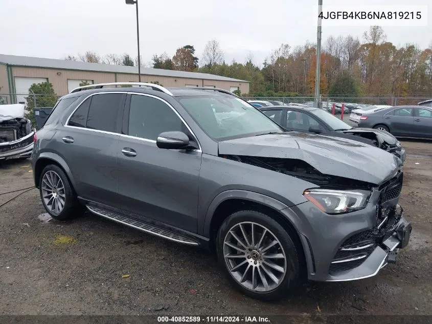 2022 Mercedes-Benz Gle 350 4Matic VIN: 4JGFB4KB6NA819215 Lot: 40852589