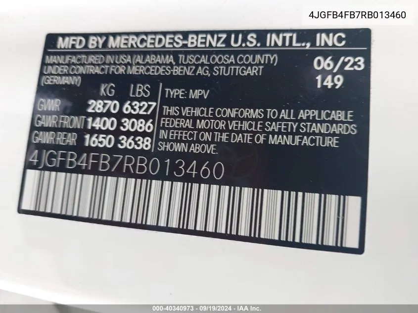 2024 Mercedes-Benz Gle 350 4Matic VIN: 4JGFB4FB7RB013460 Lot: 40340973