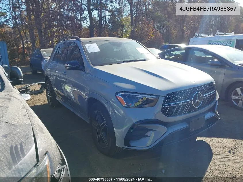 2024 Mercedes-Benz Gle 350 4Matic VIN: 4JGFB4FB7RA988367 Lot: 40795337