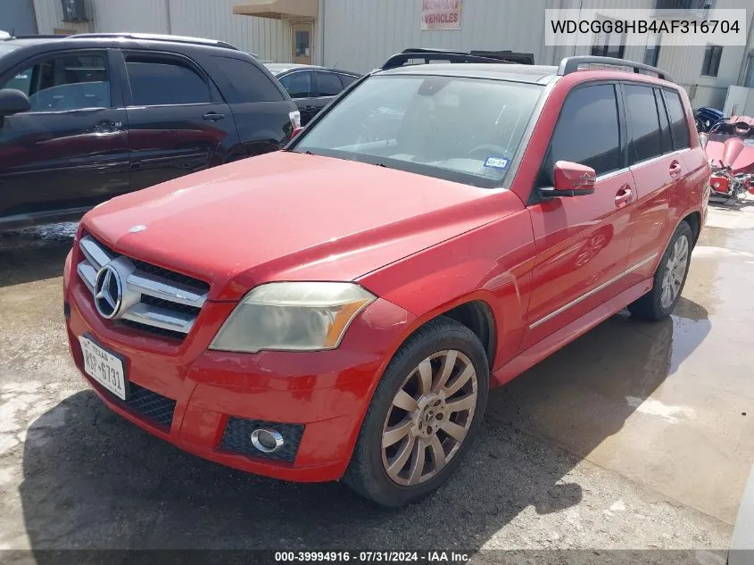 2010 Mercedes-Benz Glk 350 4Matic VIN: WDCGG8HB4AF316704 Lot: 39994916