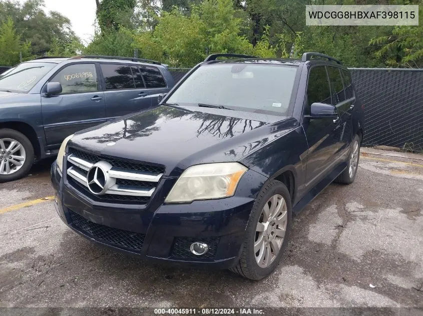 2010 Mercedes-Benz Glk 350 4Matic VIN: WDCGG8HBXAF398115 Lot: 40045911