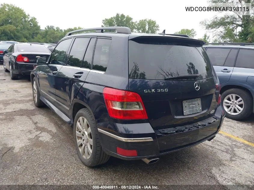 2010 Mercedes-Benz Glk 350 4Matic VIN: WDCGG8HBXAF398115 Lot: 40045911