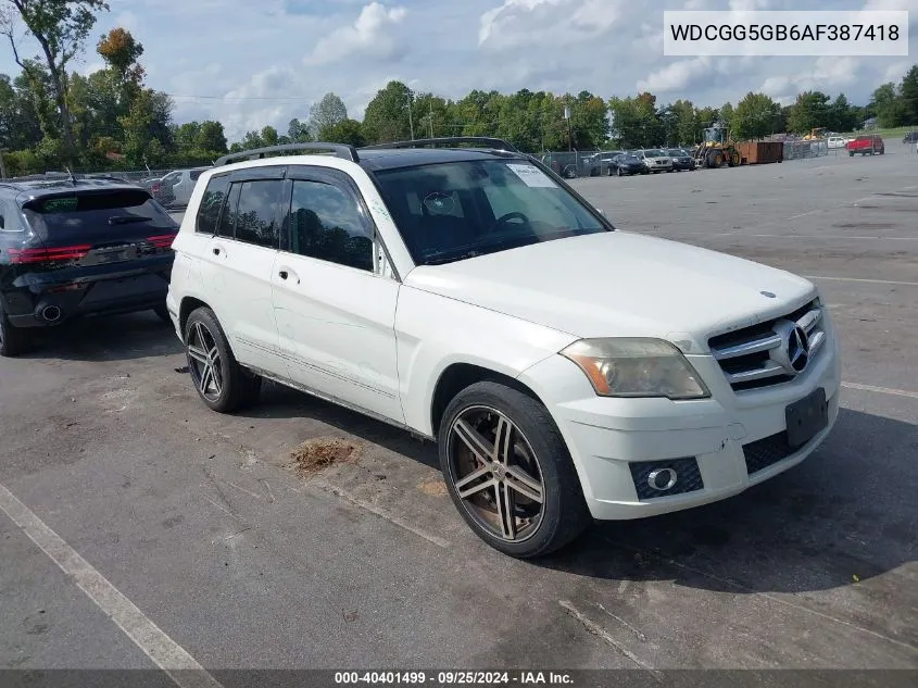 2010 Mercedes-Benz Glk 350 VIN: WDCGG5GB6AF387418 Lot: 40401499