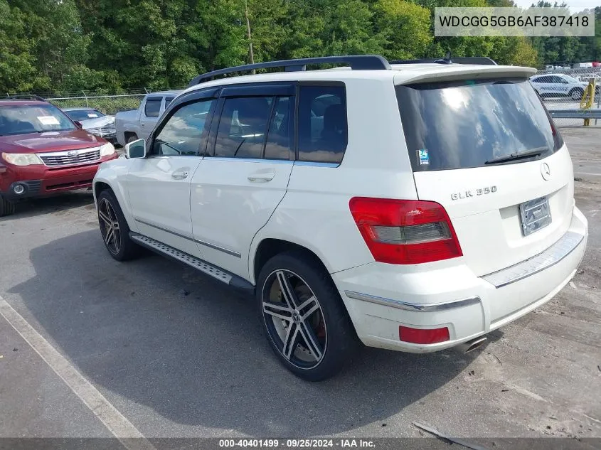 2010 Mercedes-Benz Glk 350 VIN: WDCGG5GB6AF387418 Lot: 40401499