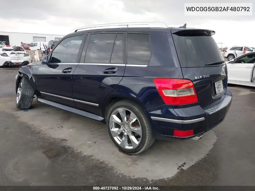 2010 Mercedes-Benz Glk 350 VIN: WDCGG5GB2AF480792 Lot: 40727092