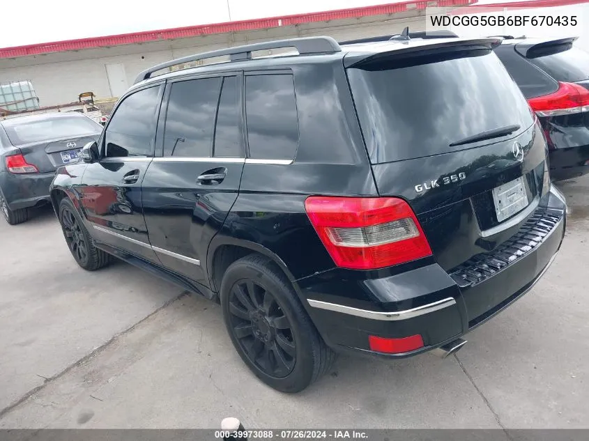 2011 Mercedes-Benz Glk 350 VIN: WDCGG5GB6BF670435 Lot: 39973088