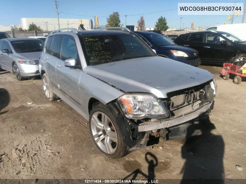 2012 Mercedes-Benz Glk-Class VIN: WDCGG8HB3CF930744 Lot: 12111434