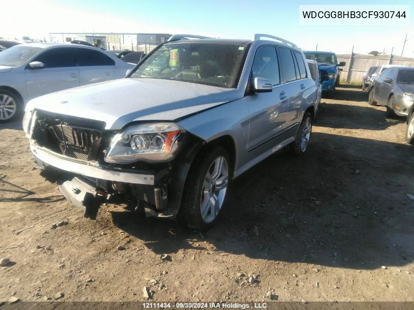 2012 Mercedes-Benz Glk-Class VIN: WDCGG8HB3CF930744 Lot: 12111434