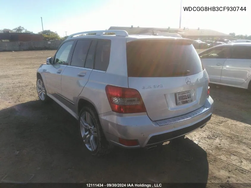 2012 Mercedes-Benz Glk-Class VIN: WDCGG8HB3CF930744 Lot: 12111434