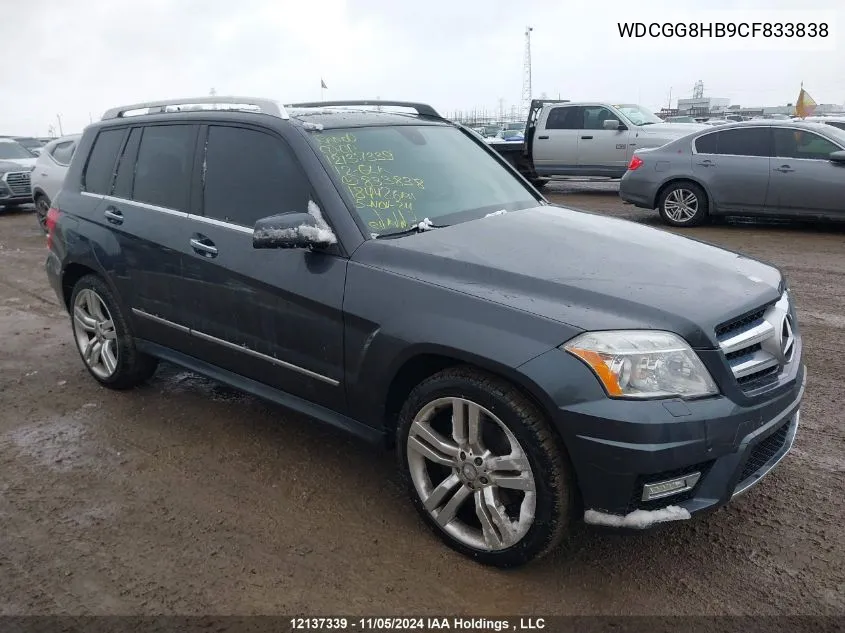 2012 Mercedes-Benz Glk-Class VIN: WDCGG8HB9CF833838 Lot: 12137339