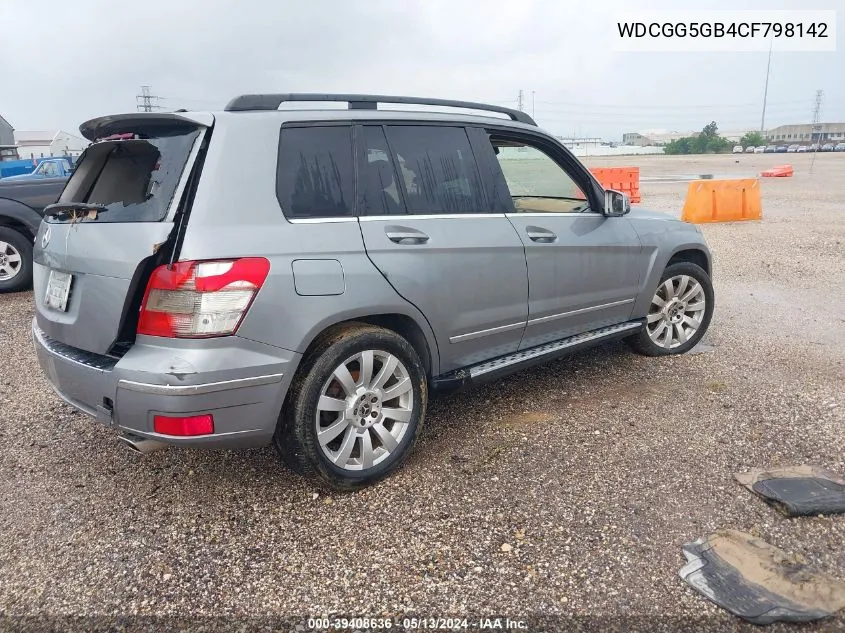 2012 Mercedes-Benz Glk 350 VIN: WDCGG5GB4CF798142 Lot: 39408636