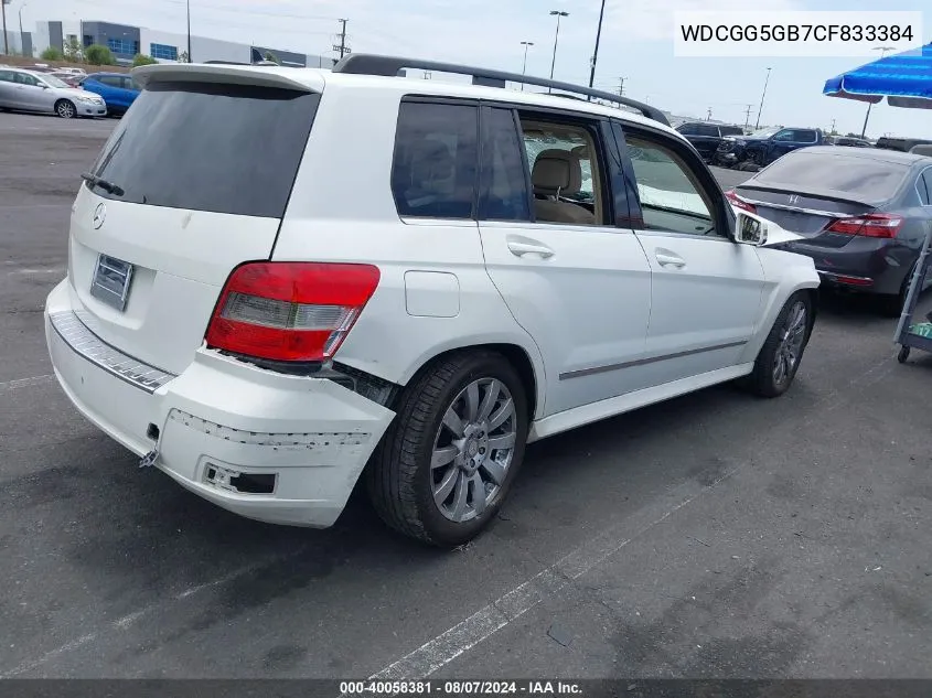 2012 Mercedes-Benz Glk 350 VIN: WDCGG5GB7CF833384 Lot: 40058381