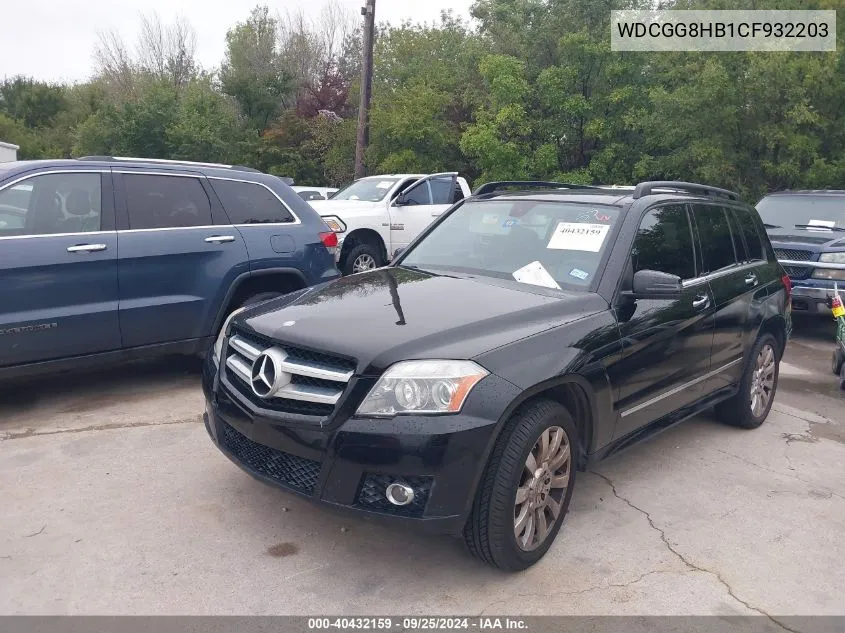 2012 Mercedes-Benz Glk 350 4Matic VIN: WDCGG8HB1CF932203 Lot: 40432159