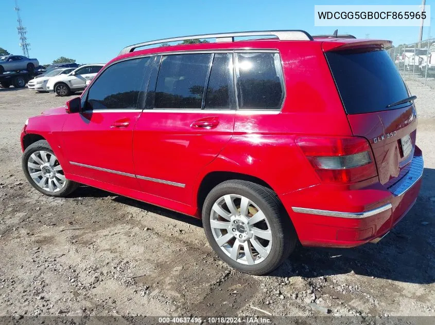 2012 Mercedes-Benz Glk 350 VIN: WDCGG5GB0CF865965 Lot: 40637495