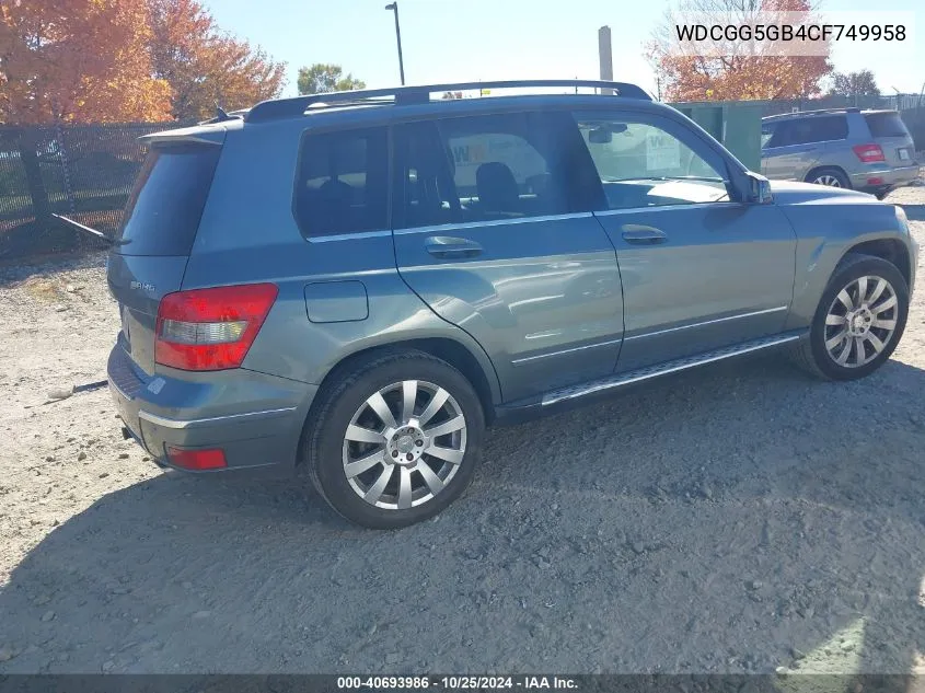 2012 Mercedes-Benz Glk 350 VIN: WDCGG5GB4CF749958 Lot: 40693986