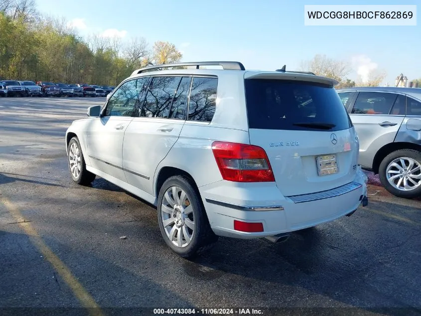 2012 Mercedes-Benz Glk 350 4Matic VIN: WDCGG8HB0CF862869 Lot: 40743084