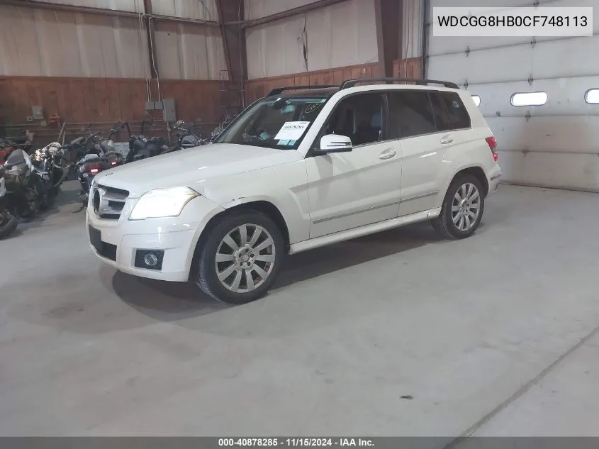 2012 Mercedes-Benz Glk 350 4Matic VIN: WDCGG8HB0CF748113 Lot: 40878285