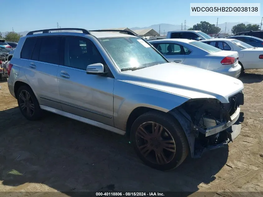 2013 Mercedes-Benz Glk 350 VIN: WDCGG5HB2DG038138 Lot: 40118806