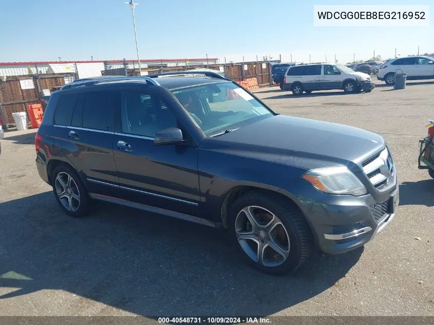 2014 Mercedes-Benz Glk 250 Bluetec 4Matic VIN: WDCGG0EB8EG216952 Lot: 40548731