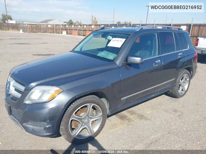 2014 Mercedes-Benz Glk 250 Bluetec 4Matic VIN: WDCGG0EB8EG216952 Lot: 40548731