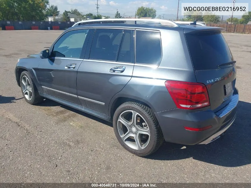 2014 Mercedes-Benz Glk 250 Bluetec 4Matic VIN: WDCGG0EB8EG216952 Lot: 40548731