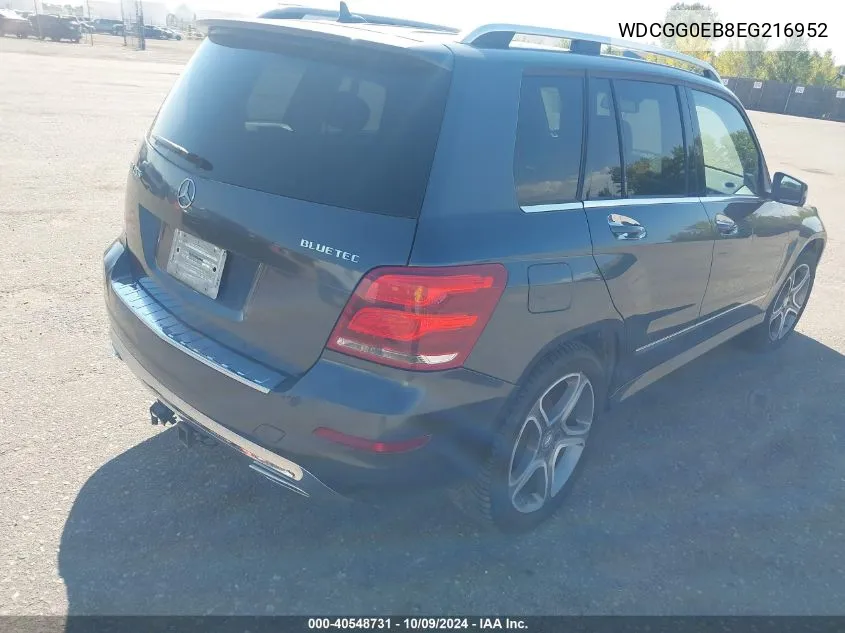 2014 Mercedes-Benz Glk 250 Bluetec 4Matic VIN: WDCGG0EB8EG216952 Lot: 40548731