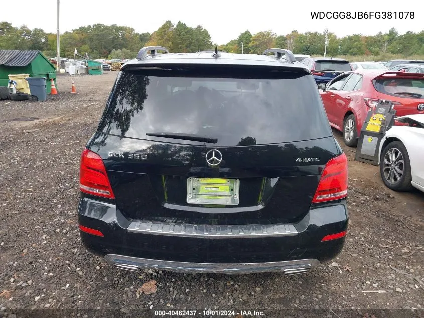 2015 Mercedes-Benz Glk 350 4Matic VIN: WDCGG8JB6FG381078 Lot: 40462437