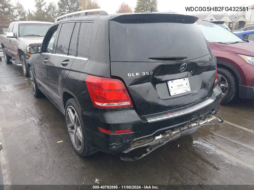 2015 Mercedes-Benz Glk 350 VIN: WDCGG5HB2FG432581 Lot: 40792895