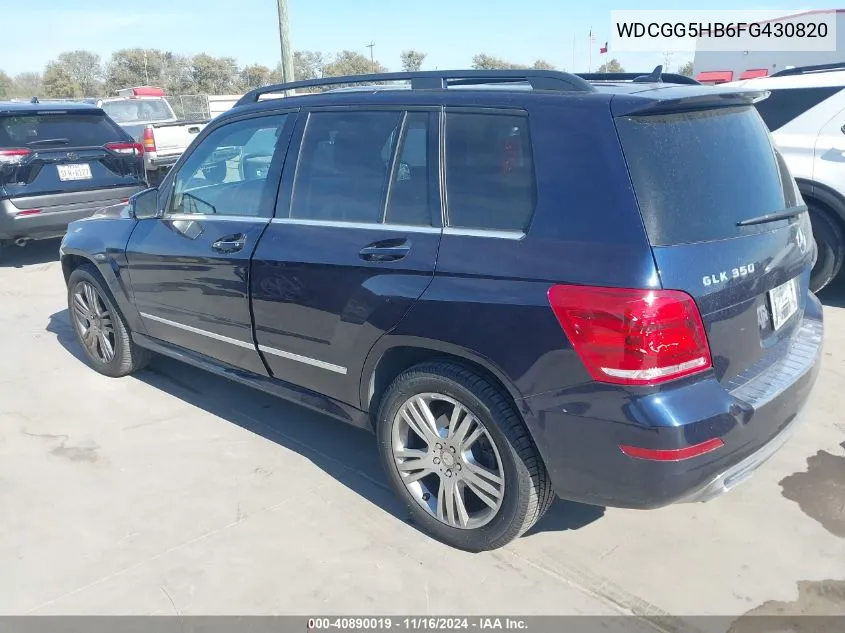 2015 Mercedes-Benz Glk 350 VIN: WDCGG5HB6FG430820 Lot: 40890019