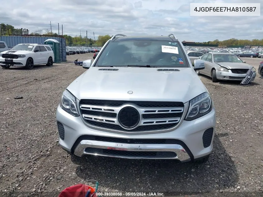 2017 Mercedes-Benz Gls 450 4Matic VIN: 4JGDF6EE7HA810587 Lot: 39338058