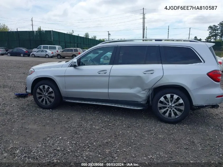 2017 Mercedes-Benz Gls 450 4Matic VIN: 4JGDF6EE7HA810587 Lot: 39338058