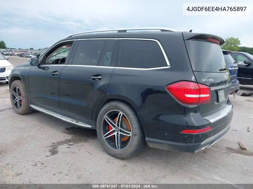 2017 Mercedes-Benz Gls 450 4Matic VIN: 4JGDF6EE4HA765897 Lot: 39741247