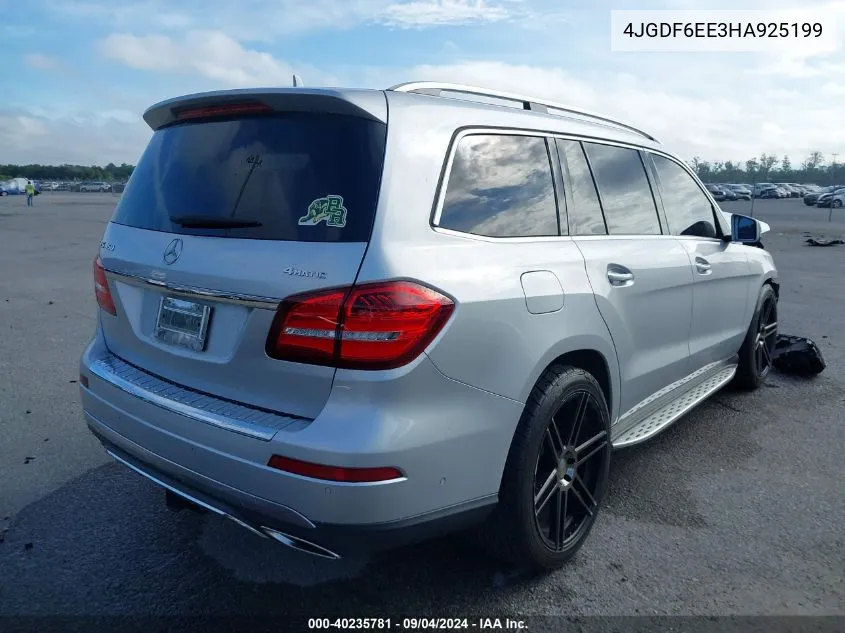 2017 Mercedes-Benz Gls 450 4Matic VIN: 4JGDF6EE3HA925199 Lot: 40235781