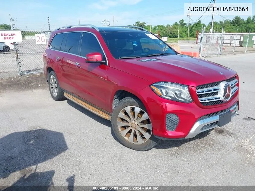 2017 Mercedes-Benz Gls 450 4Matic VIN: 4JGDF6EEXHA843664 Lot: 40255101