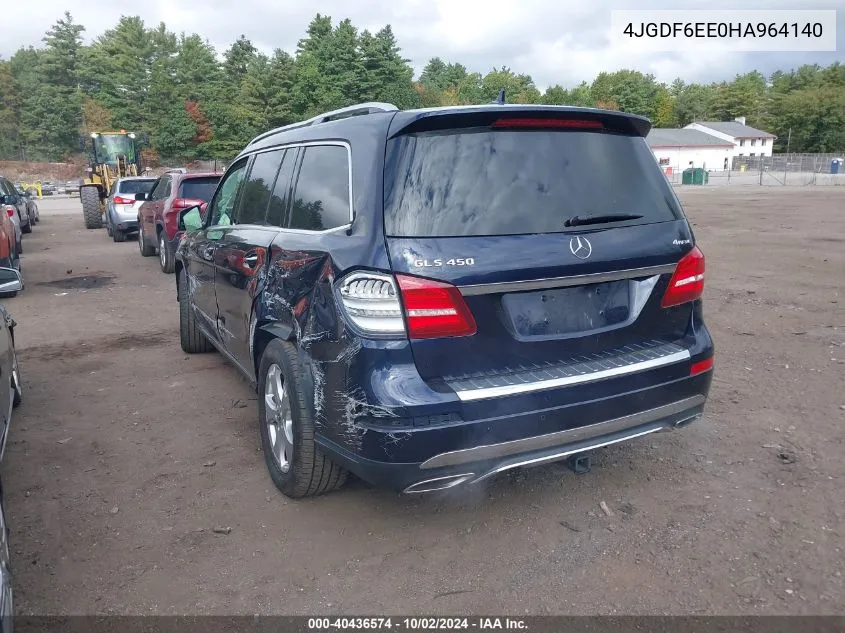 2017 Mercedes-Benz Gls 450 4Matic VIN: 4JGDF6EE0HA964140 Lot: 40436574