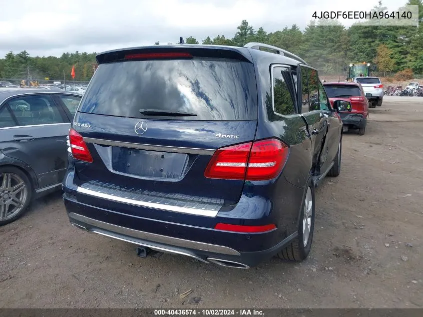 2017 Mercedes-Benz Gls 450 4Matic VIN: 4JGDF6EE0HA964140 Lot: 40436574