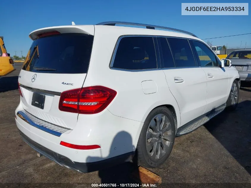 2017 Mercedes-Benz Gls 450 4Matic VIN: 4JGDF6EE2HA953334 Lot: 40501765